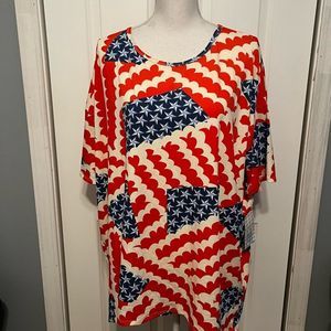 2X LaLuRoe Irma Red, White, Blue Top
